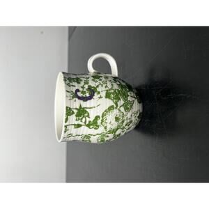 Anthropologie Homegrown Initial "C" Coffee Mug Green on White with Gray Letter